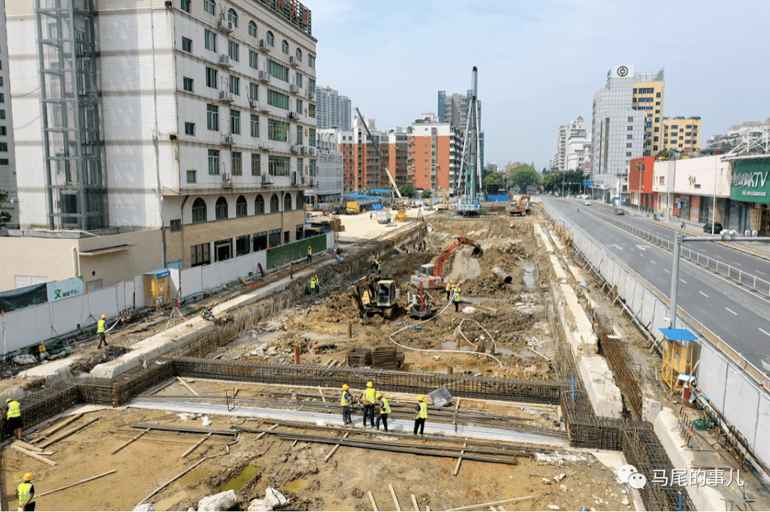 港口路下穿及市政配套工程新进展——罗星塔站冠梁施工_马尾区